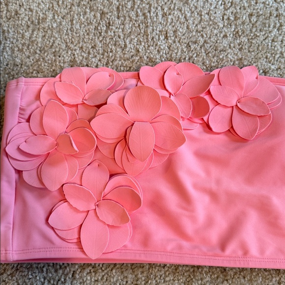 Antonio Melani Rosette Detachable Halter Strap Bandeau Swim Top Orange large - Picture 3 of 8